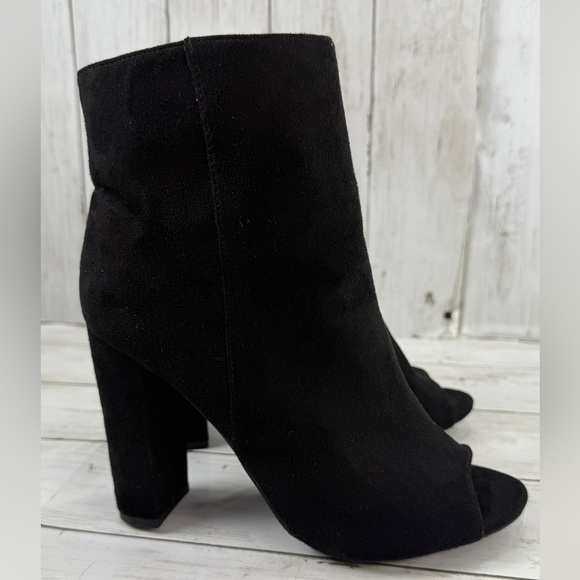 Wild Diva Morris Women's black Peep Toe Ankle Boots Chunky 7.5 Heels Bootie - Picture 6 of 15